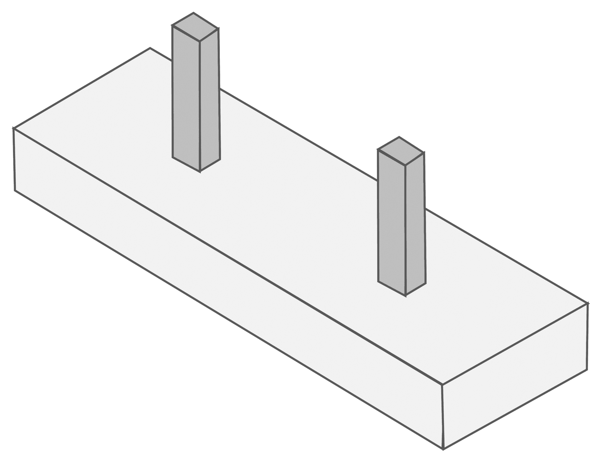 An illustration depicting the structure of an strip foundation (continuous footing)