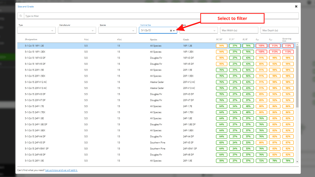 A screenshot of Calcs.com member selector tool