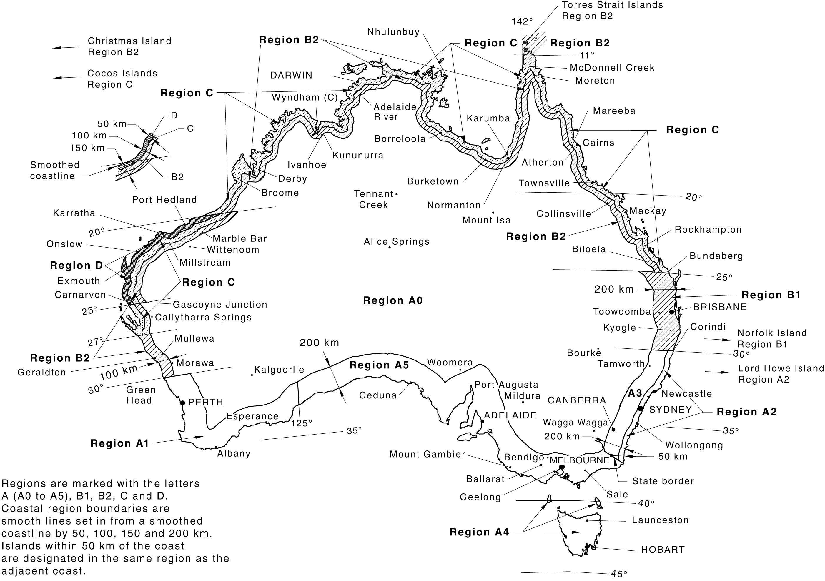 Figure 3.1 (A) Wind Regions - Australia